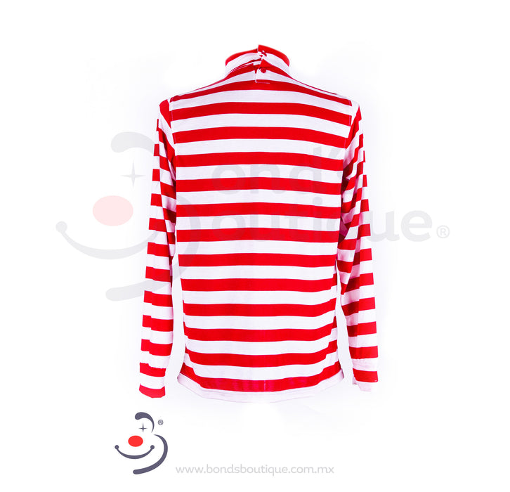 Playera Rojo/ Blanco Raya Gruesa